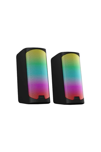 Polosmart PGS403 Kablolu Rainbow Led Aydınlatma Gaming Oyuncu Speaker Hoparlör Siyah ürün görseli 1