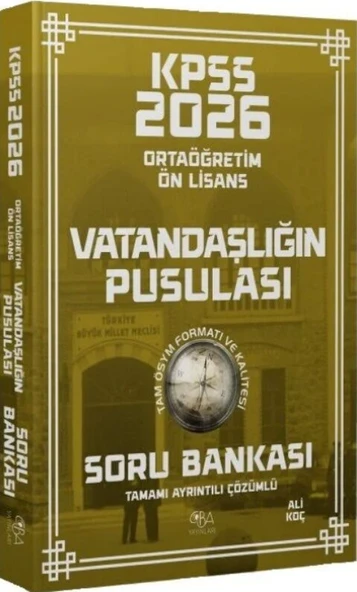 CBA Yayınları 2026 KPSS Lise Ortaöğretim Ön Lisans Vatandaşlık Vatandaşlığın Pusulası Soru Bankası ürün görseli 1