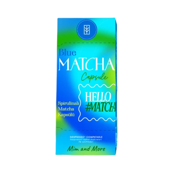 Blue Matcha Kapsül - Nespresso Uyumlu, Mavi Spirulina Superfood Matcha Tozu, 10'lu Paket ürün görseli 1
