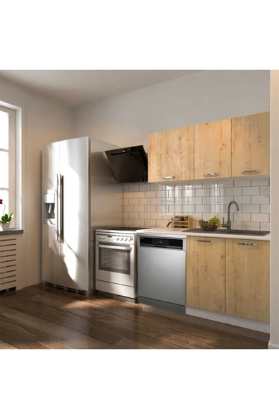 Tdesigno Klos Hazır Mutfak Dolabı 140 Cm -Beyaz Laminat Tezgah Dahil-Bulaşık Makinesi Yeri Mevcut-Mat ürün görseli 1