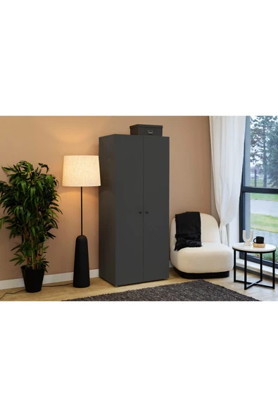 Tdesigno Ada Giyinme Dolabı - Çok Amaçlı Dolap - Gardırop 80 Cm-Antrasit ürün görseli 1