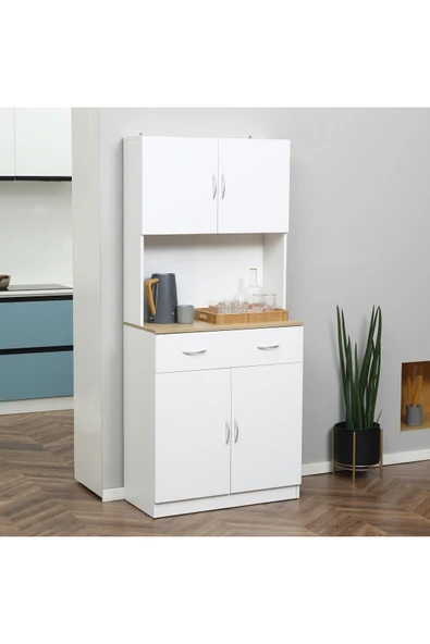 Tdesigno Harmonia Çok Amaçlı Dolap-Mikrodalga-Erzak-Airfryer-Mutfak-Kiler Dolabı-Kahve Köşesi-Beyaz-80 cm ürün görseli 1