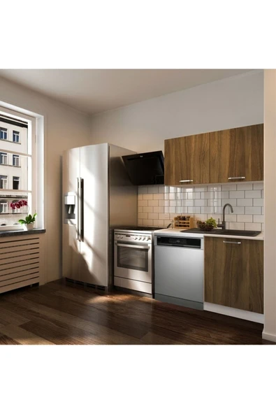 Tdesigno Vora Hazır Mutfak Dolabı 120 cm-Beyaz Laminat Tezgah Dahil-Bulaşık Makinesi Yeri Mevcut-Mat ürün görseli 1