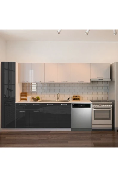 Tdesigno Tiran Hazır Mutfak Dolabı Kiler Dahil -320cm-Beyaz Laminat Tezgah Dahil-Bulaşık Makinesi Yeri Mevcut ürün görseli 1