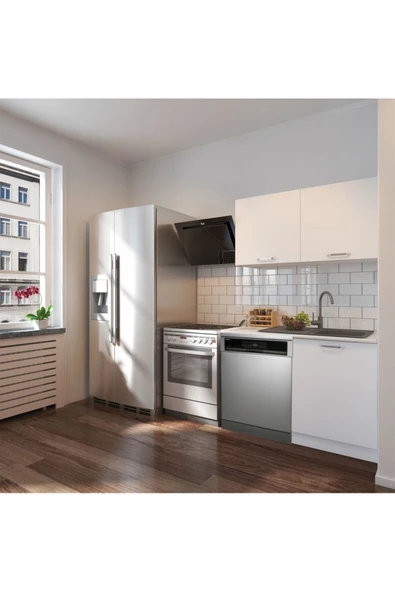 Tdesigno Vora Hazır Mutfak Dolabı 120 cm-Beyaz Laminat Tezgah Dahil-Bulaşık Makinesi Yeri Mevcut-Mat ürün görseli 1