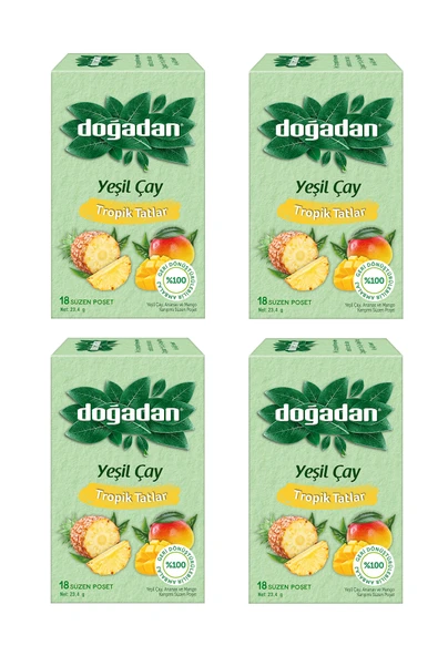 Doğadan Tropik Tatlar Poşet Yeşil Çay 18'li x 4 Adet ürün görseli 1