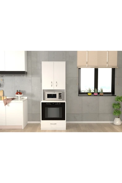 Tdesigno Sybil Çok Amaçlı Dolap-Mikrodalga-Erzak-Airfryer-Mutfak-Kiler Dolabı-Kahve Köşesi-Beyaz ürün görseli 1