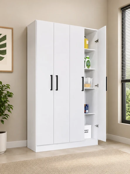 Tdesigno Devrim Çok Amaçlı Dolap,10 Raflı, 2 Kapaklı Mutfak Dolabı Kiler Dolabı Banyo Dolabı ürün görseli 1