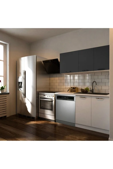 Tdesigno Klos Hazır Mutfak Dolabı 140 Cm -Beyaz Laminat Tezgah Dahil-Bulaşık Makinesi Yeri Mevcut-Mat ürün görseli 1