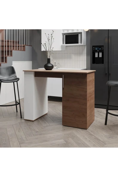 Tdesigno Nora Mutfak Adası -alt Modül-120 Cm Beyaz -Atlantikçam-Çok Amaçlı Dolap-Masa ürün görseli 1