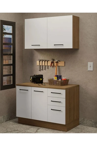 Tdesigno Milot Çok Amaçlı Dolap-Mikrodalga-Erzak-Airfryer-Mutfak-Kiler Dolabı-Kahve Köşesi-Beyaz-120 cm ürün görseli 1