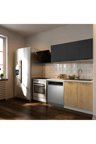 Tdesigno Klos Hazır Mutfak Dolabı 140 Cm -Beyaz Laminat Tezgah Dahil-Bulaşık Makinesi Yeri Mevcut-Mat ürün görseli 1