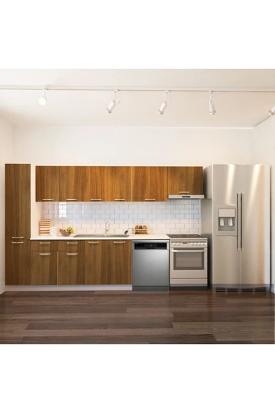 Tdesigno Avlonya Hazır Mutfak Dolabı Kiler Dahil 320cm-Beyaz Laminat Tezgah Dahil-BulaşıkMakinesi Yeri Mevcut ürün görseli 1
