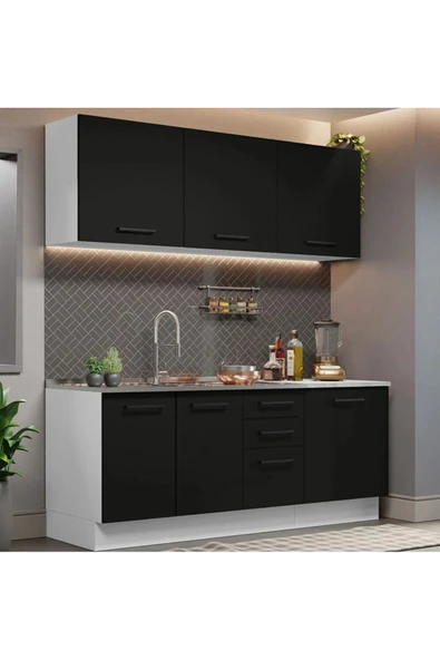 Tdesigno Apollo Hazır Mutfak Dolabı-Çok Amaçlı Dolap 180 cm Ve Beyaz Laminat Tezgah Dahil ürün görseli 1