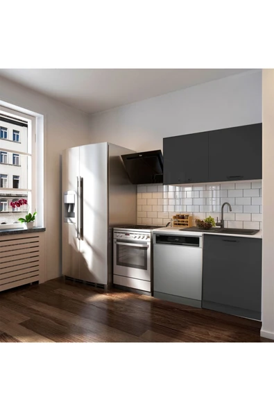 Tdesigno Manza Hazır Mutfak Dolabı 120cm - Parlak-Beyaz Laminat Tezgah Dahil-Bulaşık Makinesi Yeri Mevcut ürün görseli 1