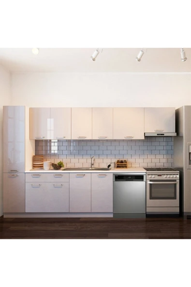 Tdesigno Tiran Hazır Mutfak Dolabı Kiler Dahil -320cm-Beyaz Laminat Tezgah Dahil-Bulaşık Makinesi Yeri Mevcut ürün görseli 1