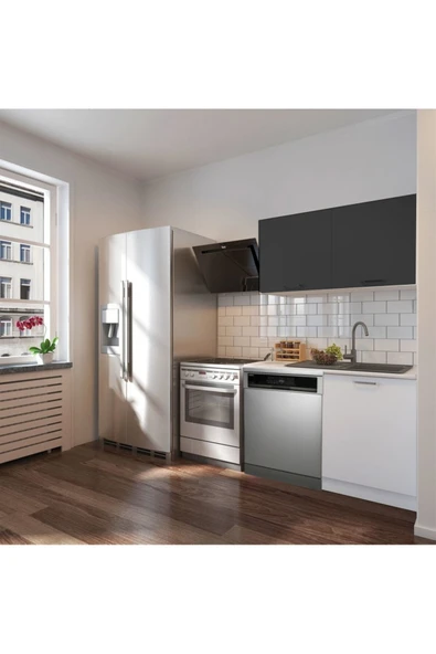 Tdesigno Vora Hazır Mutfak Dolabı 120 cm-Beyaz Laminat Tezgah Dahil-Bulaşık Makinesi Yeri Mevcut-Mat ürün görseli 1
