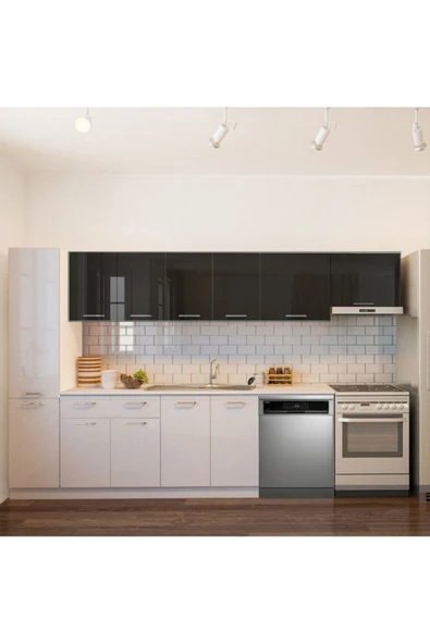 Tdesigno Tiran Hazır Mutfak Dolabı Kiler Dahil -320cm-Beyaz Laminat Tezgah Dahil-Bulaşık Makinesi Yeri Mevcut ürün görseli 1