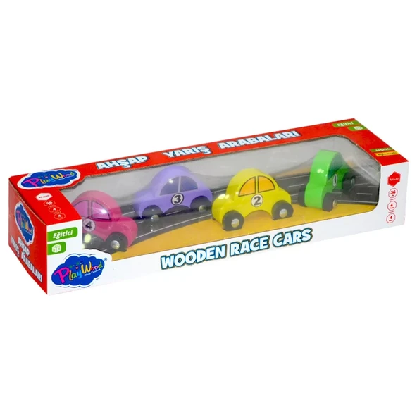 Playwood Ahşap Yarış Arabası 4'lü Paket ürün görseli 1