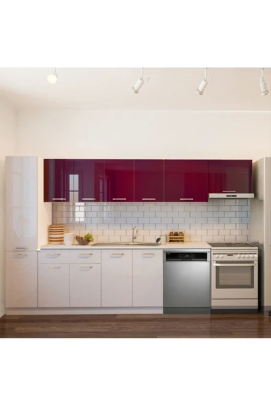 Tdesigno Tiran Hazır Mutfak Dolabı Kiler Dahil -320cm-Beyaz Laminat Tezgah Dahil-Bulaşık Makinesi Yeri Mevcut ürün görseli 1