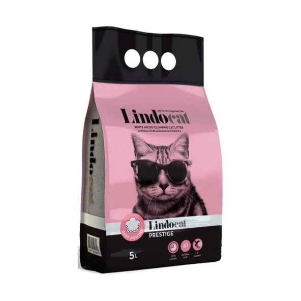 Lindocat Prestige Bebek Pudra Kokulu Topaklanan İnce Taneli Bentonit Kedi Kumu 5 Lt ürün görseli 1