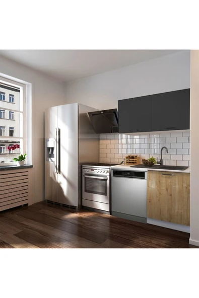 Tdesigno Vora Hazır Mutfak Dolabı 120 cm-Beyaz Laminat Tezgah Dahil-Bulaşık Makinesi Yeri Mevcut-Mat ürün görseli 1