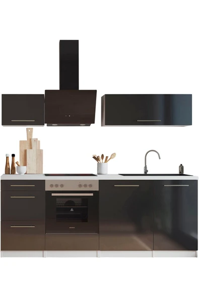 Tdesigno Almora Hazır Mutfak Dolabı 220cm - Parlak-Beyaz Laminat Tezgah Dahil- ürün görseli 1