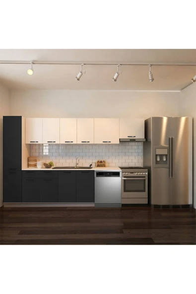 Tdesigno Avlonya Hazır Mutfak Dolabı Kiler Dahil 320cm-Beyaz Laminat Tezgah Dahil-BulaşıkMakinesi Yeri Mevcut ürün görseli 1