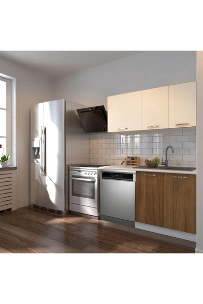 Tdesigno Klos Hazır Mutfak Dolabı 140 Cm -Beyaz Laminat Tezgah Dahil-Bulaşık Makinesi Yeri Mevcut-Mat ürün görseli 1