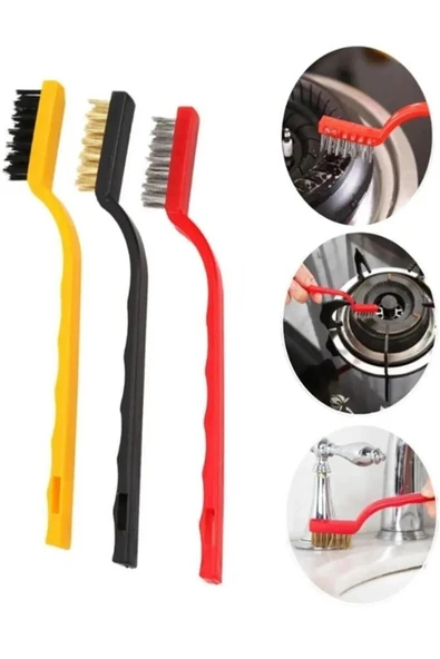 3 Adet Tel Fırça Ocak Fırın Mangal Izgara Airfryer Temizliği Kir Pas Yağ Temizleme Fırçası ürün görseli 1