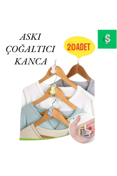 20 Adet Beyaz Askı Çoğaltıcı Kanca Elbise Kıyafet Askılık Klips Seti Dolap Düzenleyici Raf ürün görseli 1