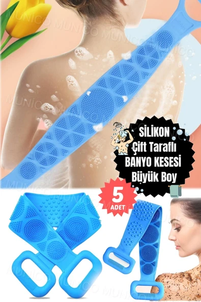 5 Adet Silikon Banyo TemizleyiCCİ 70 cm Silikon Sırt Kesesi – Çift Taraflı, Banyo Masajı ve CCİlt ürün görseli 1