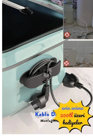 1 Adet Kablo Tutucu Aparat Yapışkanlı Fiş Toplayıcı ürün görseli 1