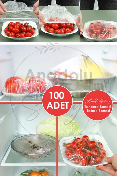 100 Adet Pratik Tazeliği Koruyan Tencere ve Tabak Bonesi | Çok Amaçlı Kapak Gıda Bonesi Strech Kapak ürün görseli 1