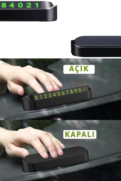 Araba Park Numaratörü Araç Içi Torpido Üstü Açılır Kapanır Neon Telefon Numarası Bırakma ürün görseli 1
