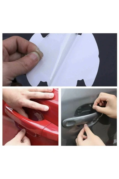 8 Adet Araba Kapı Kolu Koruyucu Çizilme Önleyici Şeffaf Sticker Film Koruma Seti ürün görseli 1