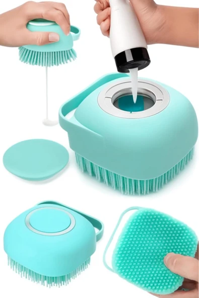 Busstier Şampuan Hazneli Silikon Banyo Lifi Peeling Etkili Masaj Fırçası Derinlemesine Temizlik ve Ö ürün görseli 1