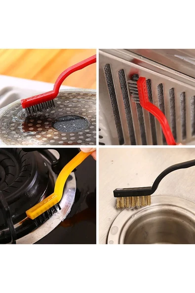 3 Adet Ocak Fırın Mangal Izgara Airfryer Temizliği Tel Pas Sökme Fırçası 3lü Yağ Temizleme Fırçası ürün görseli 1