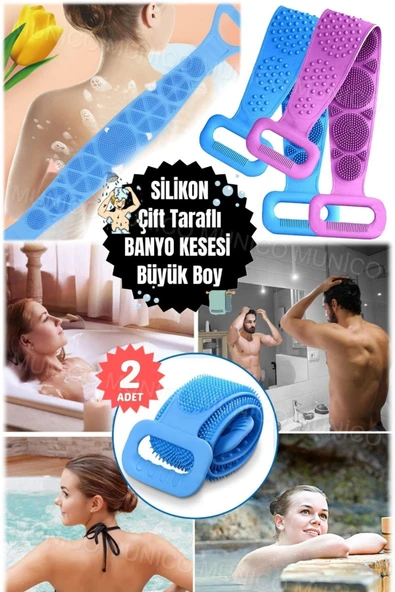 2 Adet 70 cm Silikon Sırt Kesesi – Çift Taraflı, Banyo Masajı ve CCİlt Peelingi Silikon Banyo ürün görseli 1