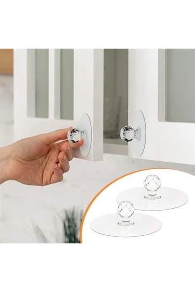 BUFFER® 2 Adet Kristal Kendiliğinden Güçlü Yapışkanlı Kulp Askısı Tutma Kolu ürün görseli 1