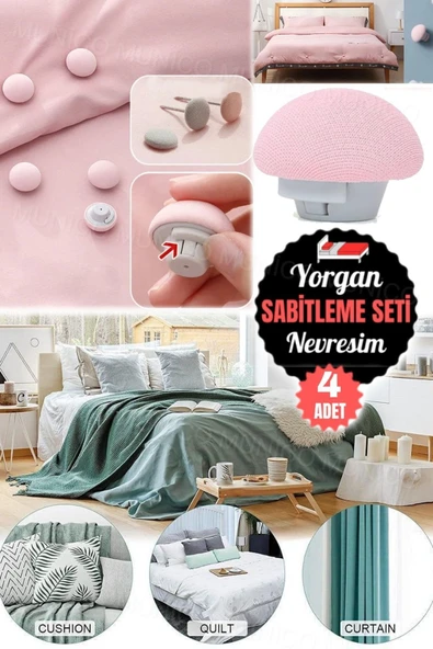 4 Adet Yorgan Düğmesi ve Nevresim Klips Seti Yatak Düzenlemeleriniz için İdeal Çözüm ürün görseli 1