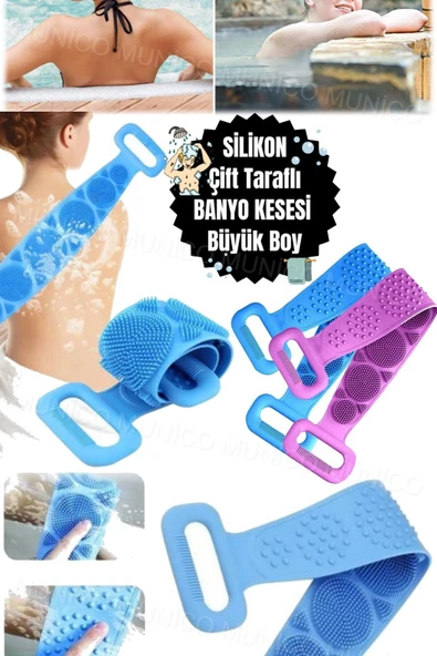 Silikon Banyo Fırçası – Çift Taraflı 70 cm Uzun Yıpranmaz ve Masajlı Silikon Sırt Kesesi Peeling ürün görseli 1