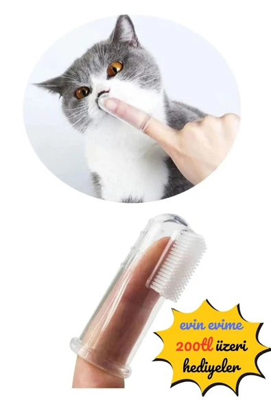 Kedi Silikon Diş Kaşıyıcı Parmak Diş Fırçası Kutulu 1 Adet ürün görseli 1