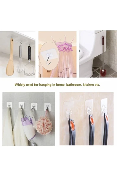 Kendinden Yapışkanlı Şeffaf Askı 5 Li Set - Resim 6