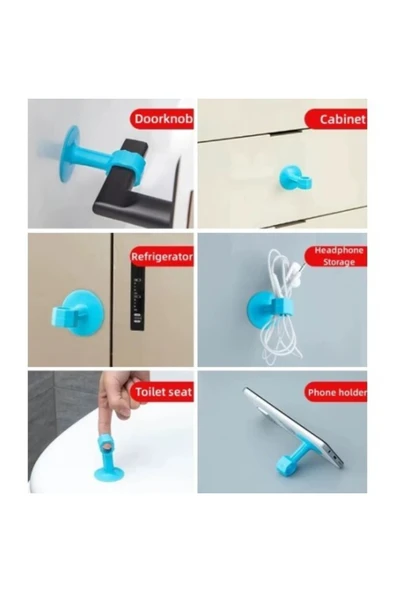 Renkli Vantuzlu Geçmeli Kapı Kolu Stoper 4lü Set - Resim 4