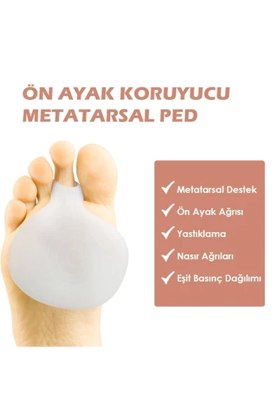 Aveo 2 ADET Ten/Beyaz Renk Silikon Metatars Desteği Yumuşak, Darbe Emici, Ayak Ön Bölgesi Için Koruyucu Ped ürün görseli 1