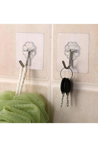 Kendinden Yapışkanlı Şeffaf Askı 5'li Set - Resim 3