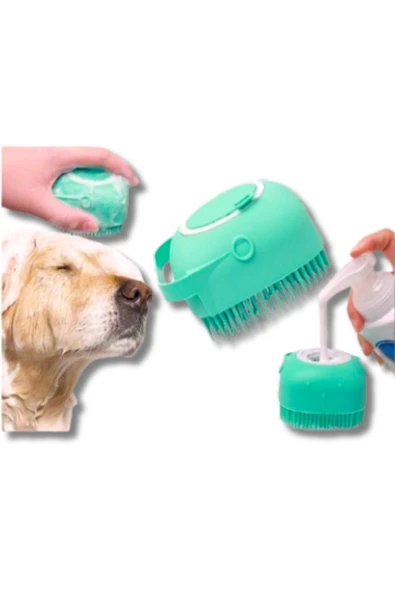 Şampuan Hazneli Kedi Köpek Yıkama Banyo Fırçası - Pratik Ve Kolay Temizlik | Evcil Hayvan Bakımı ürün görseli 1