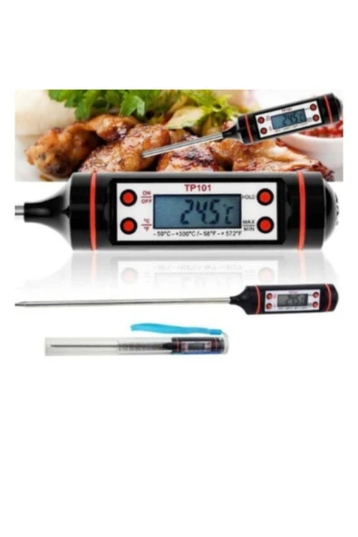 Yemek Sıcaklık Isı Ölçer Lcd Dijital Gıda Termometre Metal Proplu Sıcaklık Ölçer ürün görseli 1