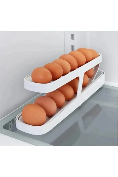 Tegomi 2 Katlı Otomatik Buzdolabı Yumurta Standı Yumurtalık Rafı Saklama Kabı Buzdolabı Organizer ürün görseli 1